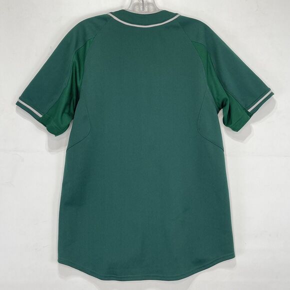 Adidas Baseball Jersey Green White Trim Size M Button Front Short Sleeve Women' - Picture 12 of 14